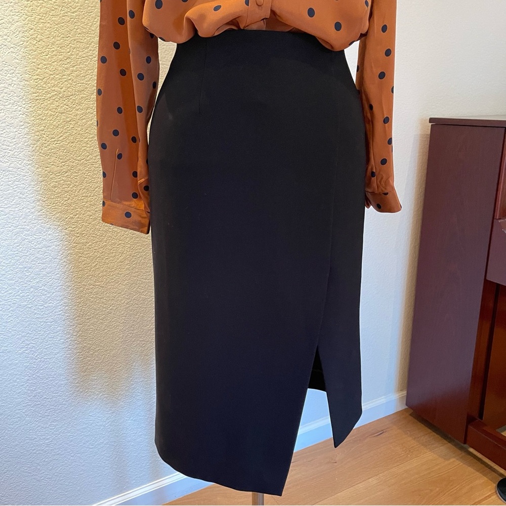 Maje Jiliane Asymmetrical Black Pencil Skirt, Sz 38